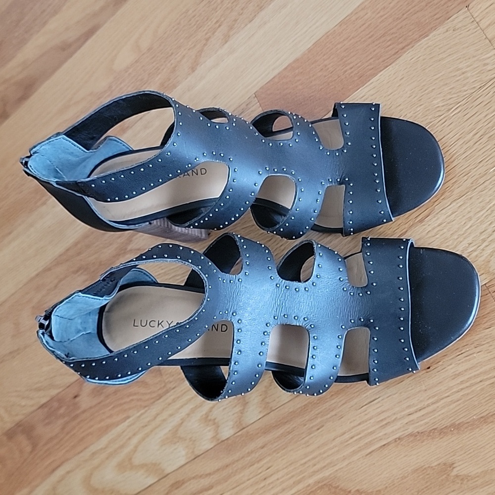 Lucky Brand LK-Tahira Black Strappy Open Toe Heel Sandals